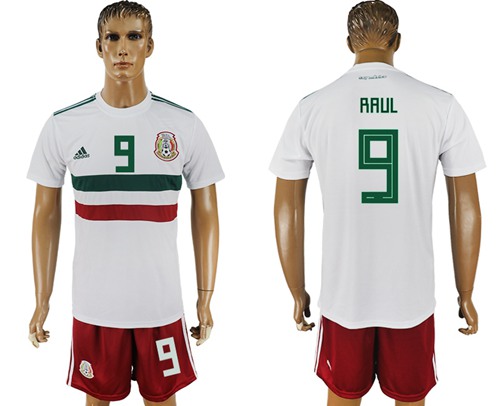 Mexico #9 Raul Away Soccer Country Jersey